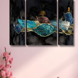 Myntra Elegant Homes Grey & Blue 3 Pieces Leaf Wall Art-image-81