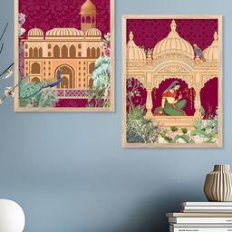 Kotart Burgundy & Brown 2 Piece Traditional Wooden Wall Arts-picture-33