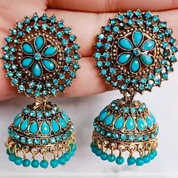 Grace Collections Turquoise Blue & Gold-Plated Alloy Earrings-picture-48