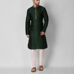 PulseIQ Men Green Art Silk Kurta Sets-picture-42