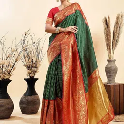 AVANTIKA FASHION Polka Dots Woven Design Zari Pure Silk Kanjeevaram Saree-picture-9