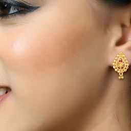 DIVASTRI Gold-Plated Artificial Stones Studded Contemporary Drop Earrings image 2