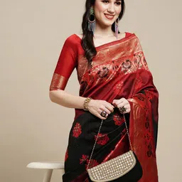 Mitera Woven Design Zari Silk Blend Kanjeevaram Saree-picture-25
