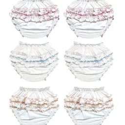 Fancy Walas Infant Girls Pack Of 6 Cotton Basic Briefs FW330_White_M_PK06-36