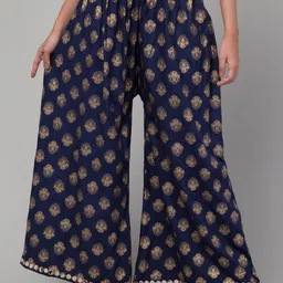 FAMBEE Women Ethnic Motifs Printed Flared Knitted Palazzos-picture-44