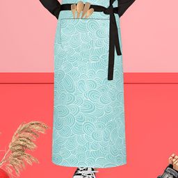 ArtzFolio White & Green Printed Cotton Waist Apron-21