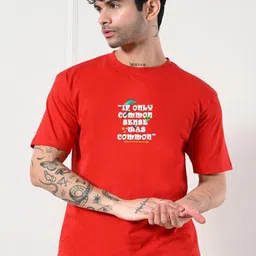 OWL MINK Men Printed Pure Cotton Applique T-shirt-image-40