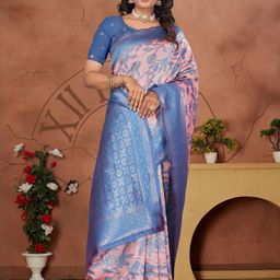 AMRUTKALA SAREES Woven Design Zari Silk Blend Banarasi Saree-image-22