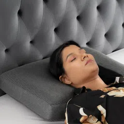 wakefit Grey Memory Foam Filled Faux Velvet Sleep Pillow-50