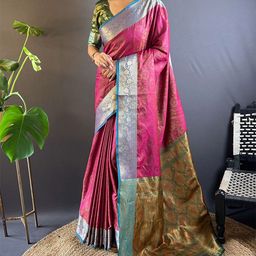 all about you Woven Design Zari Silk Blend Kanjeevaram Saree-image-65
