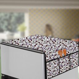 The Furnishing Tree Grey & Maroon Printed Fridge Top Cover-image-76