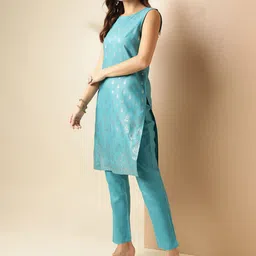 Anouk Ethnic Motifs Printed Round Neck Regular Straight Kurta With Trouser image 3