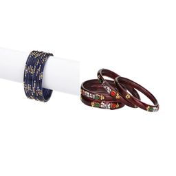 SOMIL Set of 16 Blue Alloy Artificial Stones & Beads Bangles-image-103