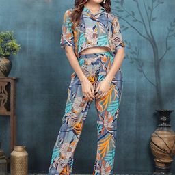 DIVASTRI Women Printed Boat Neck Top With Palazzos Co-Ords-image-35