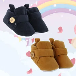 NESKA MODA Pack of 2 Unisex Kids Cotton Booties-image-76