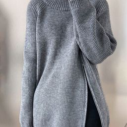 LULU & SKY Women Ribbed Longline Zip-through Cardigan-image-67