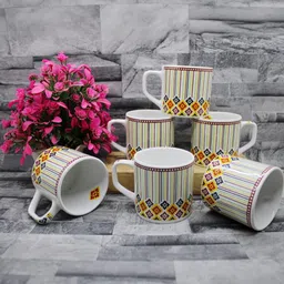 laghima jadon Multicoloured Geometric Printed Ceramic Matte Cups Set of Cups and Mugs image 3