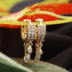 maan Gold-Plated American Diamond Studded Circular Shaped Hoop Earrings-image-67
