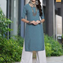 Moda Rapido Selection Of 3 Floral Printed Round Neck Straight Kurtas-image-26