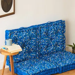 SKANDA FAB 4Pc Blue & White Printed Pure Cotton Floor Cushions-image-80