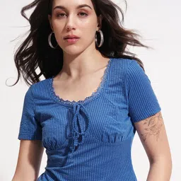 Tokyo Talkies Women Vertical Striped Round Neck Crop Top-image-61