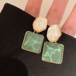 Celestria korean Artificial Stones Studded Geometric Drop Earrings-14