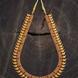 Kushal's Fashion Jewellery Embellished Bridal Gold-Plated 92.5 Silver Antique Necklace-34