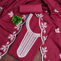 Maroosh Floral Embroidered Pure Cotton Unstitched Dress Material-image-100