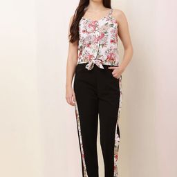 Moda Rapido Floral Printed Square Neck Top With Trousers-picture-25