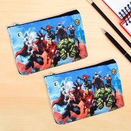 Kuber Industries Kids Set of 2 Marvel Avengers Printed Square Pencil Pouch Cases-20