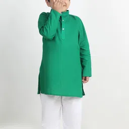 Cutiekins Boys Solid Regular Kurta and Pyjama with Cap image 2