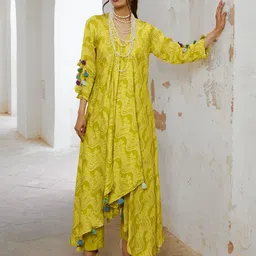 Pallavi Jaipur Printed V-Neck Tunic With Palazzo-picture-47