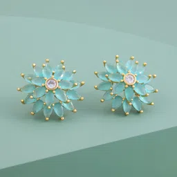 Kushal's Fashion Jewellery Gold-Plated Zircon Geometric Studs-45