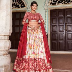 Aika Printed Foil Print Ready to Wear Lehenga & Unstitched Blouse With Dupatta-19