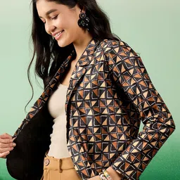 Sangria Printed Front Open Blazer image 2