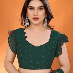 Anouk Floral Printed Saree With Unstitched Blouse Piece image 3