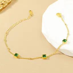 MYKI Stainless Steel Gold-Plated Artificial Stones Studded Link Bracelet-58