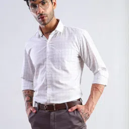 J White by Vmart Men Slim Fit Checked Casual Shirt-picture-40