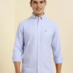 Allen Solly Men Slim Fit Button-Down Collar Solid Cotton Casual Shirt-image-49