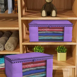 Kuber Industries Purple & Black 6 Pieces Drawer Organisers-19