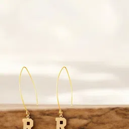 Goldnera Gold-Plated Alphabet Contemporary Drop Earrings-image-23