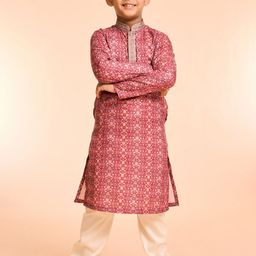 Manyavar Boys Floral Printed Kurta with Pyjama-image-92