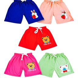 MINIMAMA Kids Pack Of 5 Graphic Printed Regular Fit Mid-Rise Shorts-image-118