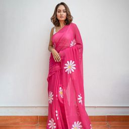 yourwish Floral Printed Pure Linen Saree-picture-14
