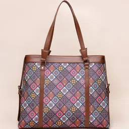 Anouk Up To 18 Inch Laptop Floral Printed Structured Handheld Bag image 3