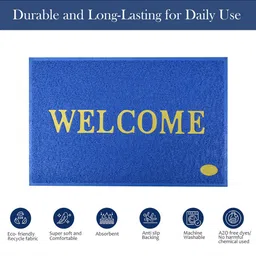 Kuber Industries Set Of 4 Blue & Black Anti- Skid Doormats image 3