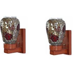 1ST TIME Multicoloured Set of 2 Printed Cylinder Shaped Wall Lamp-picture-30