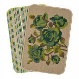 Saral Home 2Pcs Beige & Green Printed Anti-Skid Quick-Drying Doormats-3