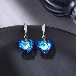 Yellow Chimes Rhodium-Plated Crystals Studded Contemporary Drop Earrings-35
