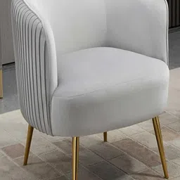 DOE BUCK Golden & Grey Wooden Barrel Lounge Cushion Arm Chair-picture-8